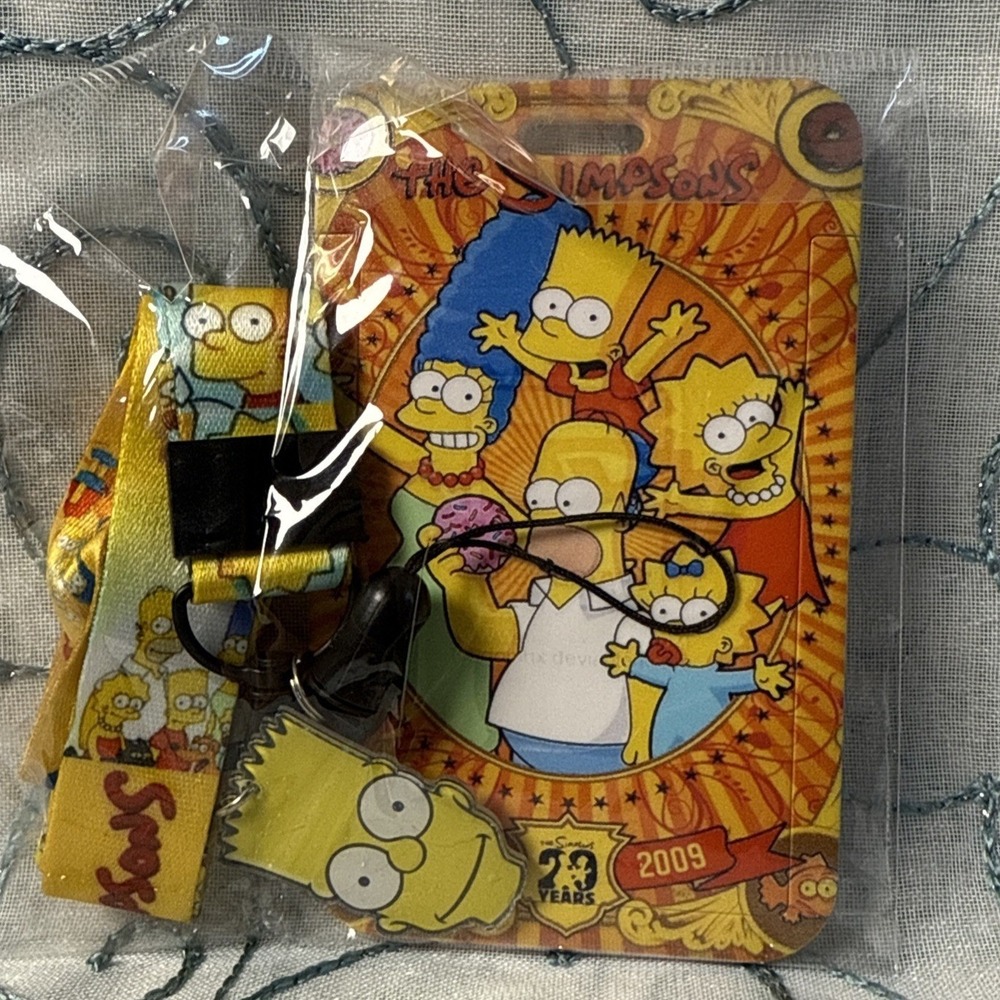 The Simpsons 20th Anniversary ID Badge Holder Lanyard Bart Homer Marge New